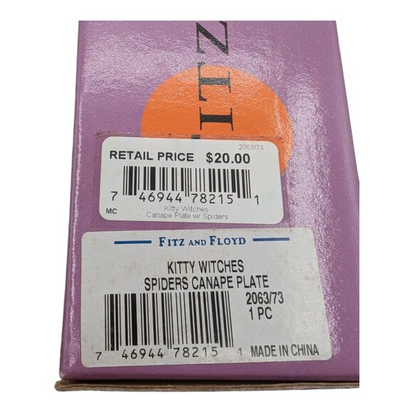 Fitz & Floyd Kitty Witches Canape Plate Handcrafted Halloween Decor Cat Spiders - Picture 7 of 10